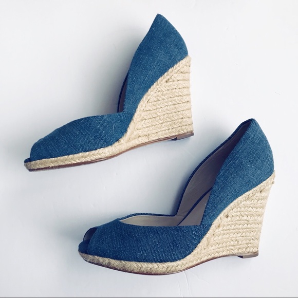 Michael Kors Shoes - Michael Kors Vail Jute Peep Toe Denim Wedge